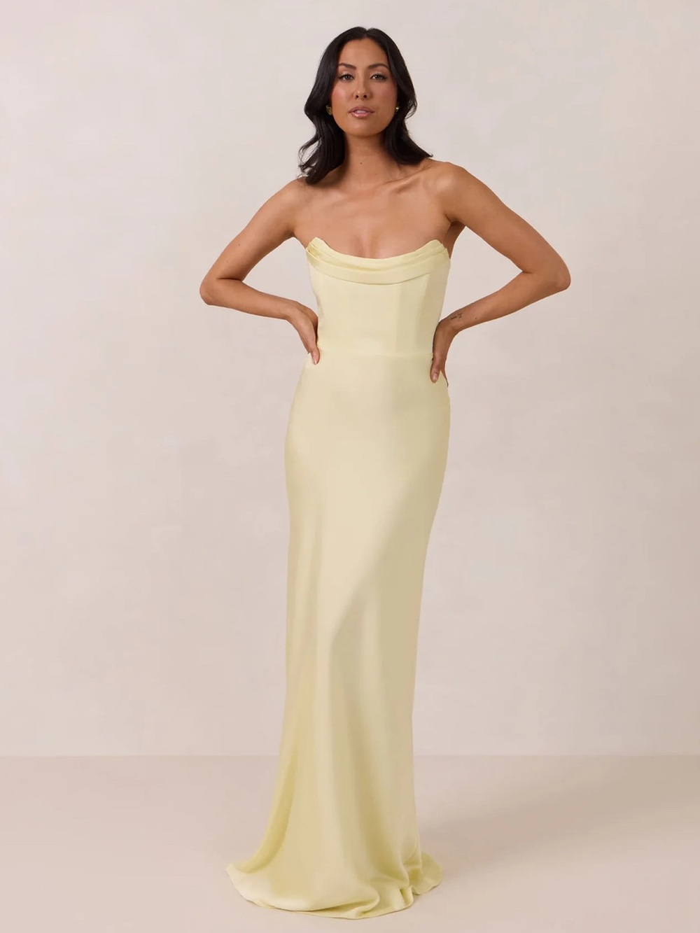 Strapless Pale Yellow corset Gown